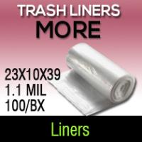 23X10X39 1.1MIL CLEAR
100/BX TRASH LINERS